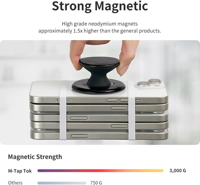 Sinjimoru for MagSafe Phone Grip, Soft Silicone Magnetic Finger Grip for iPhone 17/16/15/14/13, Comfortable One-Touch Holding, M-Tap Tok Lavender - Image 3